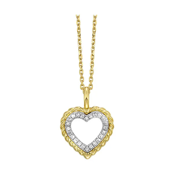 14K Gold Rope Heart Pendant