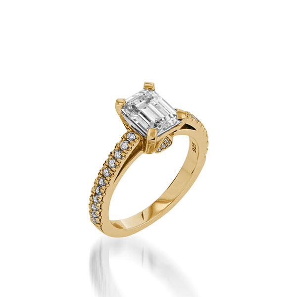 17 R2183 4 Starburst YG DI Engagement Ring