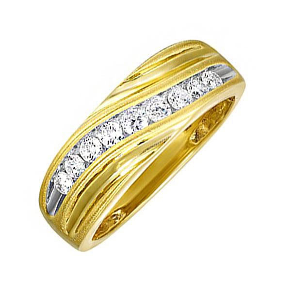Elegant wedding band collection banner showcasing diamond and gemstone rings, including yellow gold designs on display.